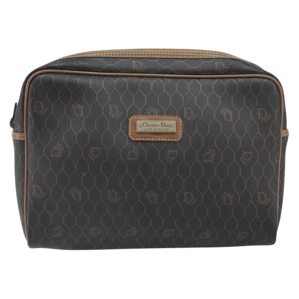 Christian Dior Vintage Honeycomb Zip Canvas and Leather
